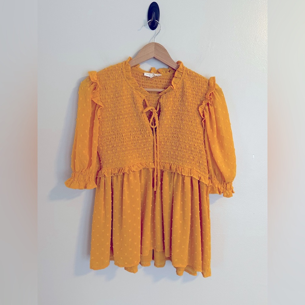 Free the Roses Anthropologie Yellow Blouse size XS, S. New without tag.